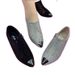 Fashion Hot Diamond Mesh Shoes Pointed Thick Heel Hollow Zipper Rhinestone Women's Sandals Comfortable Breathable Low Heel Shoes Women_vogvips.com