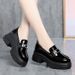 Platform Loafers For Women 2023 New Soft Chunky Heel Spring Autumn Slip-On British Style White Leather Shoes_vogvips.com