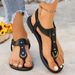 Thong For Women 2026 New Simple Fashion Flats Elastic Band Outdoor Beach Shoes Casual Ladies Rome Sandals Plus Size 43_vogvips.com