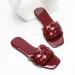Design Slippers Cross Border New Women Flat Slippers Worn Outside Fashionable Woven Square Toe Rubber Sole Anti Slip One_vogvips.com