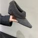 Height-Increasing Gray Pointed Toe Retro Furry Women 2025 Autumn Winter New Slip-On Single Shoes With Fleece Lining For_vogvips.com