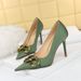 Elegant Pointed-Toe High Heel Pumps With Metallic Buckle - Ultra Slim Stiletto Heels For Women, Perfect For Parties & Evening Events_vogvips.com