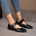 Square Toe Shallow Mouth Buckle Ballet Style Women's 2025 Spring Autumn New Fashion Versatile Rivet Decorated Single_vogvips.com