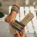 Bohemian Style Flat Bottomed Slippers A Single Line For Women To Wear Overseas Woven With Lightweight Beach Sandals_vogvips.com