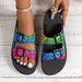 European And American Foreign Trade Large-size Buckle Light Foam Sole Slip-on Women, Colorful Graffiti Beach Sandals For_vogvips.com