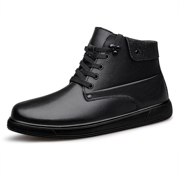 First Layer Cowhide Martin Boots Men's Genuine Leather High-top Casual Board Shoes Thick-soled Velvet Thermal Cotton Boots Medium Tube_vogvips.com