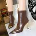 319-11 European And American Style Winter Thin High Heel Women's Boots, With Metal Pointed Toe, Fashionable Short Boots_vogvips.com
