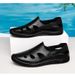 Men's Hole Shoes Embossed Crocodile Pattern Trendy And Soft Leather Driving Men's Shoes_vogvips.com