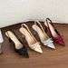 French-style Bow-tie Closed-toe Shallow Backless Sandals For Women, 2026 New Model, Satin Pointed-toe Stiletto_vogvips.com