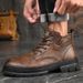 New Leather Spring Men's Shoes High-top Men's Heightening Tooling Martin Boots_vogvips.com