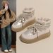 Fleece-Lined High-Top Snow Boots For Women 2025 Winter New Style Student Ins Korean Version Warm Casual Cotton Shoes_vogvips.com