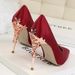 Women's Stiletto Heel Pumps Korean Style Fashion Sexy Metal Heel Stiletto High Heel Shallow Mouth Pointed Satin Thin Single Shoe Wedding Shoes_vogvips.com