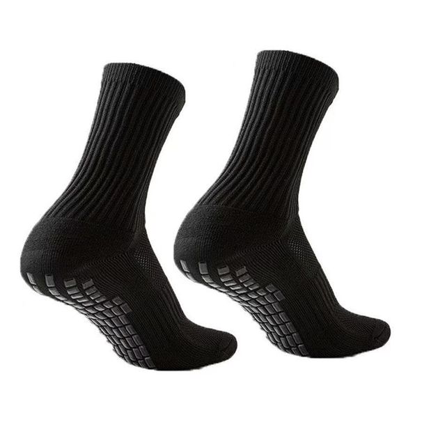 Anti-Slip Football Socks – Cushioned Terry Sole With Grip Dots For Soccer, Basketball & Running (Black/White/Contrast Trim, Unisex Fit)_vogvips.com
