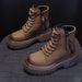 Women's Martin Boots Retro Locomotive Boots Leather Face Short Tooling Boots British Versatile Women's Boots_vogvips.com