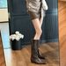 Women's Chunky Heel Boots With 5cm Hidden Lift - Stylish Coffee Brown Square Toe Boots For Straight Legs & Height Boost_vogvips.com
