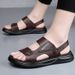 Top Layer Cowhide Sandals Summer 2025 Soft Soled Beach Shoes Men's Casual Wear, Suitable For Both Middle-aged Elderly_vogvips.com