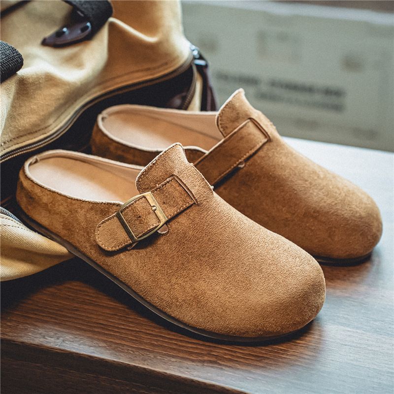 Lightweight Suede Loafers For Men – Breathable Mesh Lining, Low-Heel Casual Summer Shoes With PVC Sole And Round Toe_vogvips.com