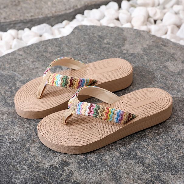 2022 New PP Grass Straw Woven Flip-Flops For Women Summer Internet Celebrity Fashion Sandals Korean Style_vogvips.com
