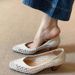 French Elegant Woven Hollow Thick Heel High Heels Women's Summer Pointed Head Shallow Mouth Hole Women's Single Shoes_vogvips.com