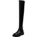 Women's Knee High Boots With Thick Sole, Stretchable Round Toe Chunky Heel Boots For Winter, Comfortable PU Leather Riding Boots_vogvips.com
