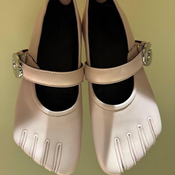 2025 Flat Square Toe Shallow Soft Sole One Strap Velcro French Mary Jane Shoes For Women Retro Casual_vogvips.com