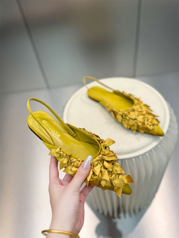 2025 Summer New Silk Satin Low Heel Pointed Closed Toe Fashion Commuter Mules Shoes Women_vogvips.com