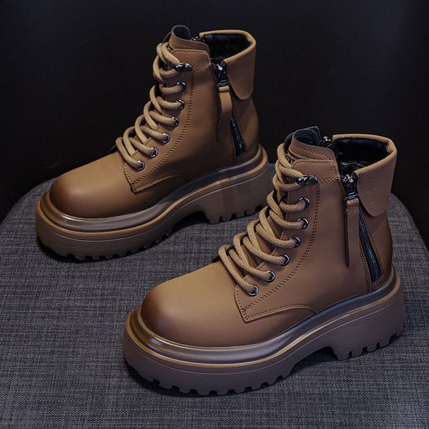 Women's Martin Boots Retro Locomotive Boots Leather Face Short Tooling Boots British Versatile Women's Boots_vogvips.com