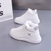 Women's Casual Sneakers Winter Ins Fashion Flat Shoes With Faux Fur Lining Cross Strap Low Top Platform Shoes For Daily Wear_vogvips.com
