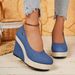 Women's Fabric Wedge Heel Single Shoes Slip On Shallow Mouth Platform European American Style_vogvips.com