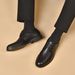Men's Leather Business Casual 2024 Spring New Cowhide Lace-up Flat Black Professional Work Shoes_vogvips.com