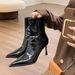 High Toe Black Pointed For Women Autumn Winter New Design Small Stature Thin Heel Slim Boots_vogvips.com