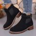 New Style Women's Martin Boots In Autumn And Winter, With Elastic Strap And Belt Buckle, Round Toe, Square Heel, Mid-calf Boots, Women's Shoes_vogvips.com