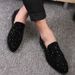 Leather British Style Pointed Toe Personality Rhinestone Sequin Slip-On Korean Version Nightclub Trendy Wedding_vogvips.com