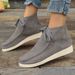 Plus Size Women's 2024 Autumn Winter New Round Toe Front Lace-up Platform Sole Fashion Short Boots For Women_vogvips.com