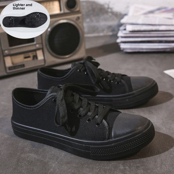 Dou Chuan Spring New Canvas Shoes Women's Trend Simple Low-top Casual Cloth Shoes Breathable Student Board Shoes Men_vogvips.com