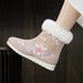 Jingrou Old Beijing Cloth Shoes Women's Autumn And Winter New Season Flat Hanfu Style Ancient Costume Mid-Calf Cotton_vogvips.com