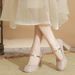 2026 Women's Square-Toed High Heels With Chunky Heel Strap, French Fairy Style, Elegant And Sexy, Waterproof Platform_vogvips.com