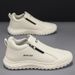 New Men's Safety Lazy Zipper Slip-On Kitchen Waterproof Non-Slip Work Casual Leather Shoes_vogvips.com