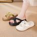 Summer New Women's Shoes Fashionable Versatile Thick-soled One-word Women's Slippers Wear Cool Slippers Beach Shoes_vogvips.com