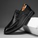 Euro Step Groom Wedding Brogue Leather Men's British Korean Version Trendy Lace-up Black Formal Business Breathable Shoes_vogvips.com