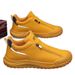 European Warm Series Autumn Winter Sports Casual Leather Men's Slip-On Work Soft Sole Wear-Resistant Safety Shoes_vogvips.com