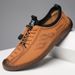 Spring Cowhide Sole Slip On Men's Shoes Soft Sole Soft Surface Casual Shoes Lace Up Leather Shoes Dad Shoes Toe Shoes_vogvips.com