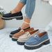 SHLIANG New Fashion British Style Women's Flats Thick Bottom Casual Loafers Round Toe Rubber Spring Autumn Flat Shoes X0047_vogvips.com