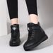 2025 Autumn Winter New High-top For Women, Non-slip Waterproof Sports Casual Cotton Leather Boots, Fleece-lined Flat_vogvips.com