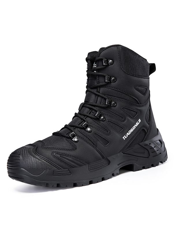 Men High-top Boots Outdoor Anti-slip Lace-up Combat Boots Men Comfortable Breathable Wear-resistant Thick-soled Hiking Shoes Men_vogvips.com
