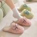 Bowknot Cotton Women, Autumn And Winter, Cute Couple Home Use, Thick Soft Sole Furry Slippers For Men_vogvips.com