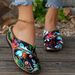 Women's Summer Slip-On Sandals Plus Size 20-25 Thick Soled Hollowed Out Wedge Heel Printed Lazy Style Size 43_vogvips.com