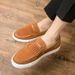 New Fashion Genuine Leather Retro Business Men's Casual Shoes Black Daily Office Loafers One-step Driving Party Dress Wedding Men's Shoes_vogvips.com