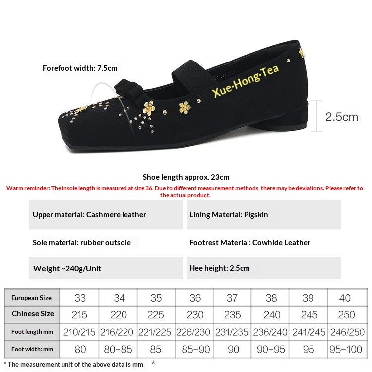 Cameido Women's Spring Mary Jane Ballet Flats With Square Toe In Suede Leather_vogvips.com