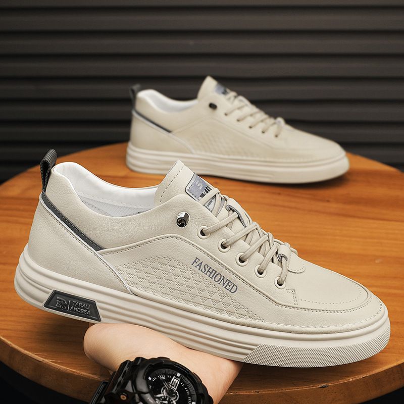 New summer breathable fashion brand all-match flat shoes men's casual leather shoes small white sports shoes_vogvips.com